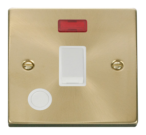 Click® Scolmore Deco® VPSB023WH 20A DP Switch With Neon Satin Brass White Insert