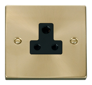 Click® Scolmore Deco® VPSB038BK 5A Round Pin Socket Satin Brass Black Insert