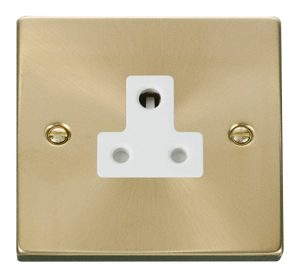 Click® Scolmore Deco® VPSB038WH 5A Round Pin Socket Satin Brass White Insert