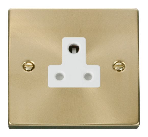 Click® Scolmore Deco® VPSB038WH 5A Round Pin Socket Satin Brass White Insert