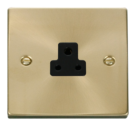 Click® Scolmore Deco® VPSB039BK 2A Round Pin Socket Satin Brass Black Insert