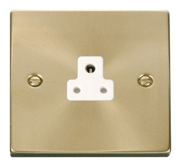 Click® Scolmore Deco® VPSB039WH 2A Round Pin Socket Satin Brass White Insert