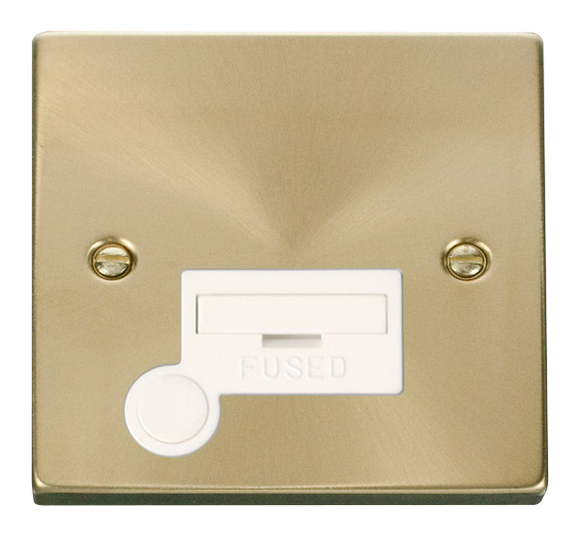 Click® Scolmore Deco® VPSB050WH 13A Fused Connection Unit Satin Brass White Insert