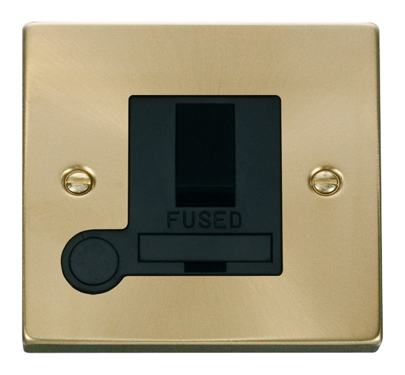 Click® Scolmore Deco® VPSB051BK 13A DP Switched Fused Connection Unit Satin Brass Black Insert