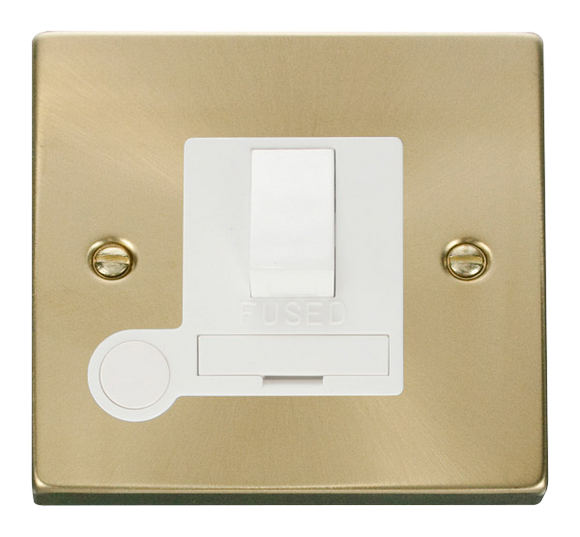 Click® Scolmore Deco® VPSB051WH 13A DP Switched Fused Connection Unit Satin Brass White Insert