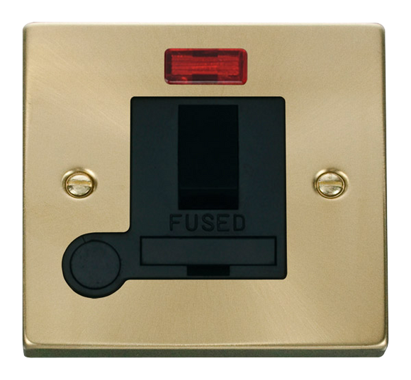 Click® Scolmore Deco® VPSB052BK 13A DP Switched Fused Connection Unit With Neon Satin Brass Black Insert