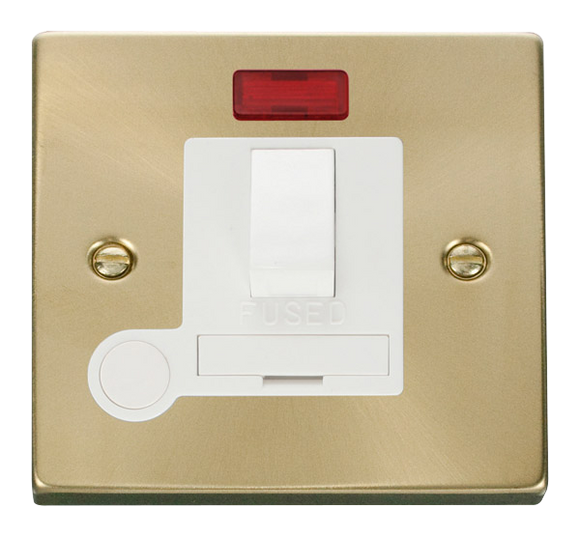 Click® Scolmore Deco® VPSB052WH 13A DP Switched Fused Connection Unit With Neon Satin Brass White Insert