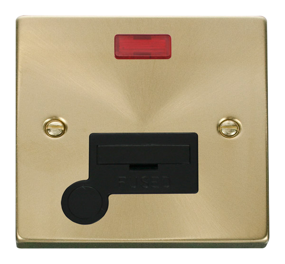 Click® Scolmore Deco® VPSB053BK 13A Fused Connection Unit With Neon Satin Brass Black Insert