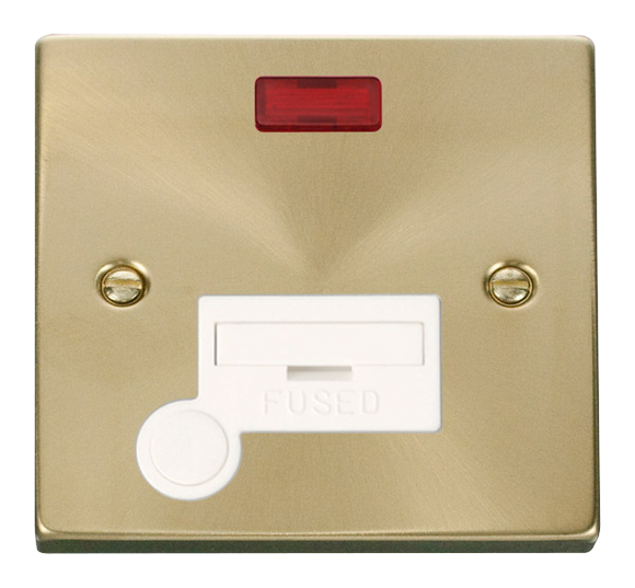 Click® Scolmore Deco® VPSB053WH 13A Fused Connection Unit With Neon Satin Brass White Insert