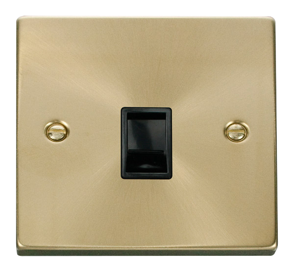 Click® Scolmore Deco® VPSB115BK Single RJ11 (Irish/US) Outlet Satin Brass Black Insert
