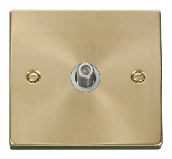 Click® Scolmore Deco® VPSB156WH Non-isolated Single Satellite Outlet Satin Brass White Insert