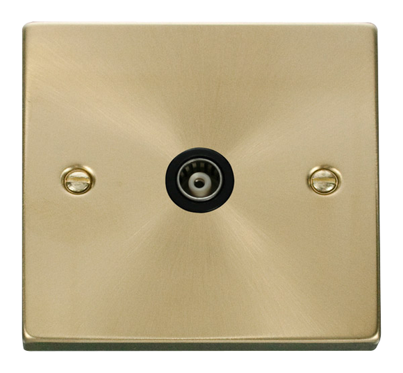 Click® Scolmore Deco® VPSB158BK Single Isolated Coaxial Outlet  Satin Brass Black Insert