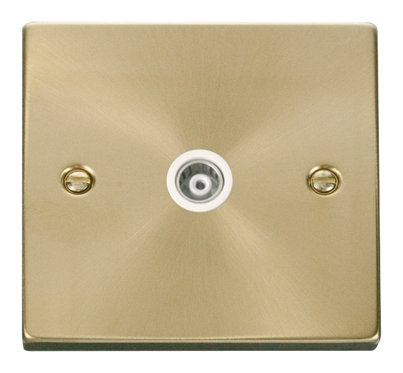Click® Scolmore Deco® VPSB158WH Single Isolated Coaxial Outlet Satin Brass White Insert