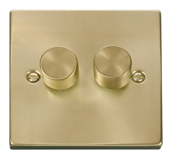 Click® Scolmore Deco® VPSB162 2 Gang 2 Way 100W Dimmer Switch Satin Brass  Insert
