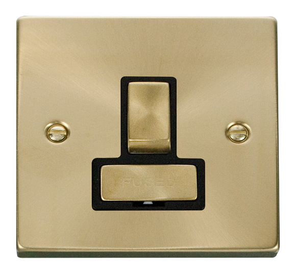 Click® Scolmore Deco® VPSB751BK 13A Ingot DP Switched Fused Connection Unit Satin Brass Black Insert