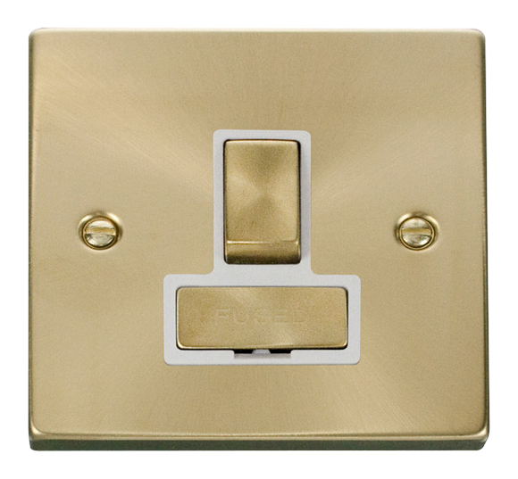 Click® Scolmore Deco® VPSB751WH 13A Ingot DP Switched Fused Connection Unit Satin Brass White Insert