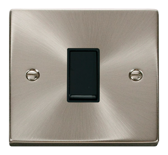 Click® Scolmore Deco® VPSC011BK 10AX 1 Gang 2 Way Plate Switch Satin Chrome Black Insert