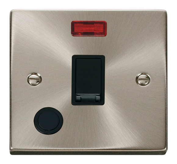 Click® Scolmore Deco® VPSC023BK 20A DP Switch With Neon Satin Chrome Black Insert