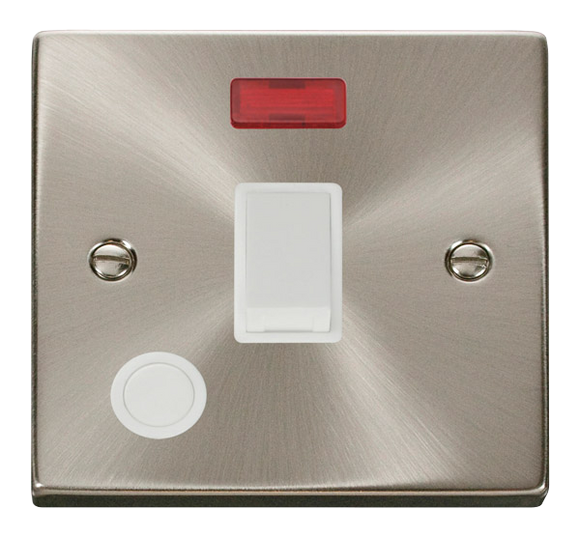 Click® Scolmore Deco® VPSC023WH 20A DP Switch With Neon Satin Chrome White Insert