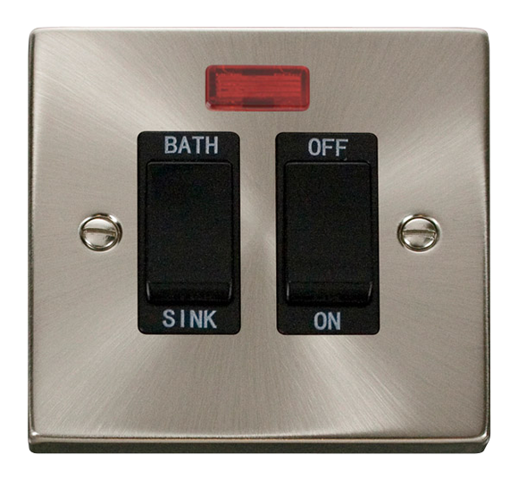 Click® Scolmore Deco® VPSC024BK 20A DP Sink/Bath Switch With Neon Satin Chrome Black Insert