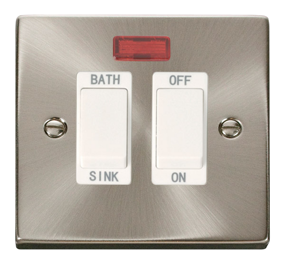Click® Scolmore Deco® VPSC024WH 20A DP Sink/Bath Switch With Neon Satin Chrome White Insert