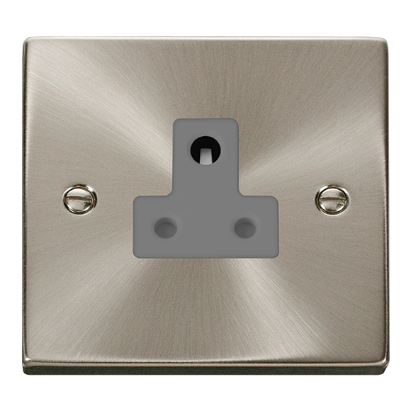 Click® Scolmore Deco® VPSC038GY 5A Round Pin Socket Satin Chrome Grey Insert