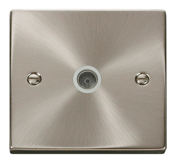 Click® Scolmore Deco® VPSC065WH Single Coaxial Outlet Satin Chrome White Insert