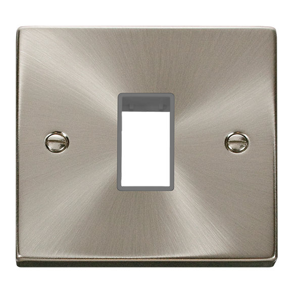 Click® Scolmore Deco® VPSC401GY 1 Gang MiniGrid® Unfurnished Plate - 1 Aperture  Satin Chrome Grey Insert