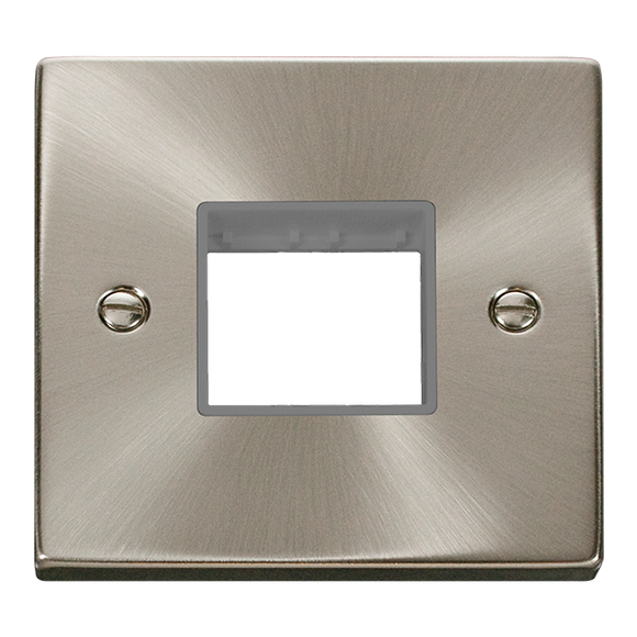 Click® Scolmore Deco® VPSC402GY 1 Gang MiniGrid® Unfurnished Plate - 2 Apertures Satin Chrome Grey Insert