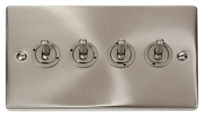 Click® Scolmore Deco® VPSC424 10AX 4 Gang 2 Way Toggle Switch Satin Chrome  Insert