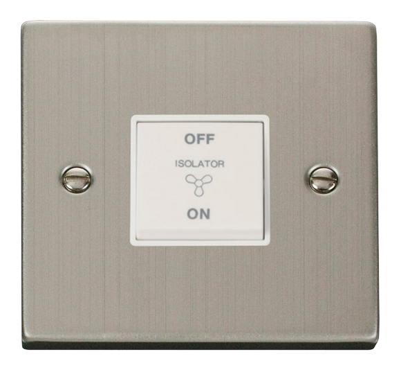 Click® Scolmore Deco® VPSS020WH 10A 3 Pole Fan Isolation Switch Stainless Steel White Insert