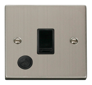 Click® Scolmore Deco® VPSS022BK 20A DP Switch Stainless Steel Black Insert
