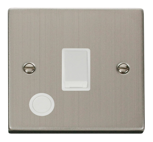 Click® Scolmore Deco® VPSS022WH 20A DP Switch Stainless Steel White Insert