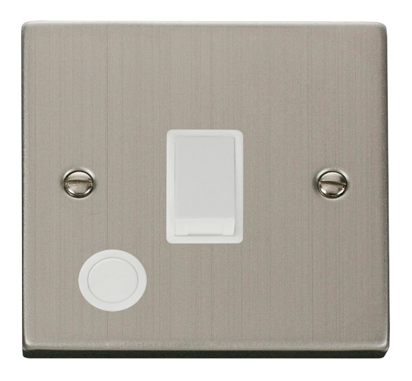 Click® Scolmore Deco® VPSS022WH 20A DP Switch Stainless Steel White Insert