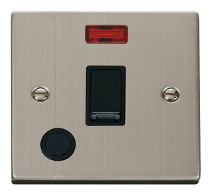 Click® Scolmore Deco® VPSS023BK 20A DP Switch With Neon Stainless Steel Black Insert