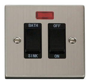 Click® Scolmore Deco® VPSS024BK 20A DP Sink/Bath Switch With Neon Stainless Steel Black Insert