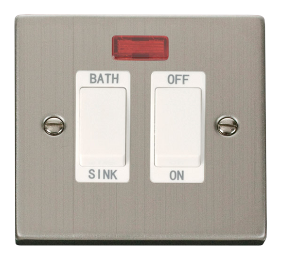 Click® Scolmore Deco® VPSS024WH 20A DP Sink/Bath Switch With Neon Stainless Steel White Insert