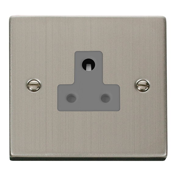 Click® Scolmore Deco® VPSS038GY 5A Round Pin Socket Stainless Steel Grey Insert