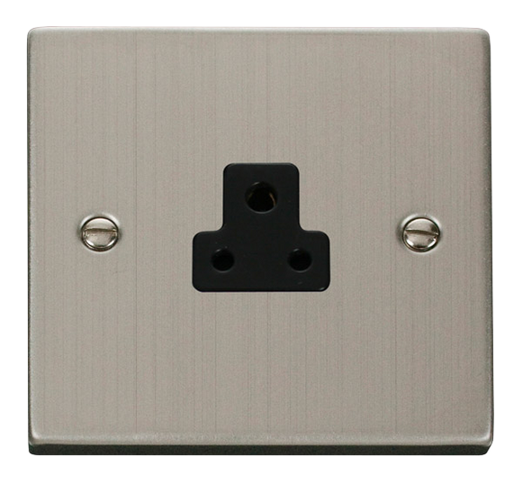 Click® Scolmore Deco® VPSS039BK 2A Round Pin Socket Stainless Steel Black Insert