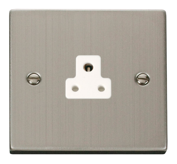 Click® Scolmore Deco® VPSS039WH 2A Round Pin Socket Stainless Steel White Insert