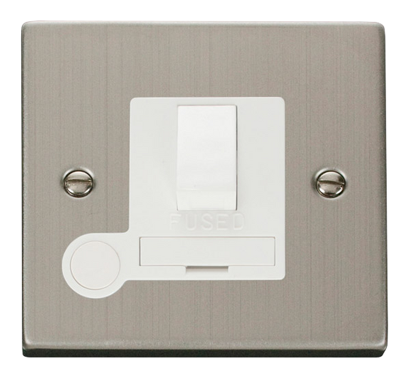 Click® Scolmore Deco® VPSS051WH 13A DP Switched Fused Connection Unit Stainless Steel White Insert