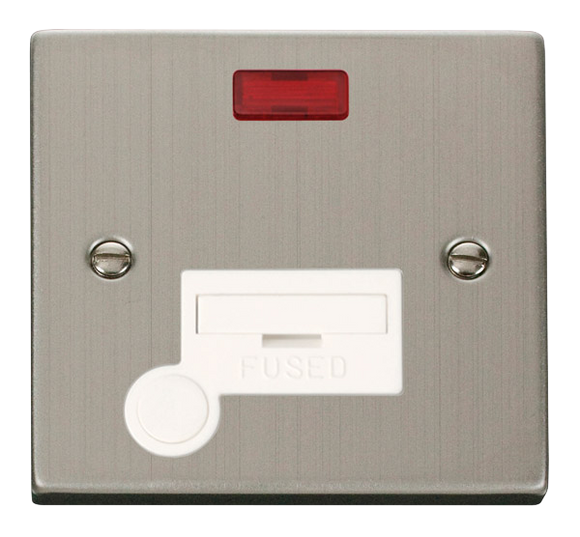 Click® Scolmore Deco® VPSS053WH 13A Fused Connection Unit With Neon Stainless Steel White Insert