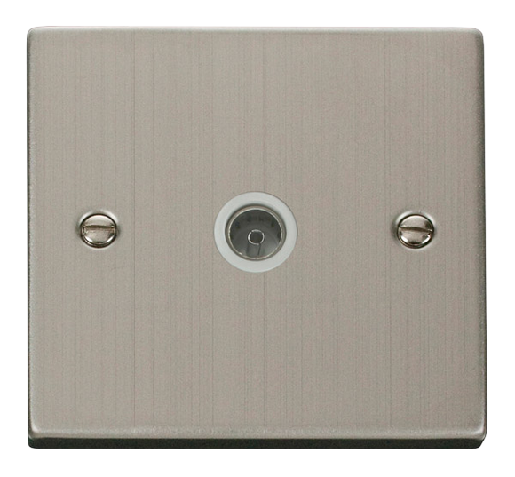 Click® Scolmore Deco® VPSS065WH Single Coaxial Outlet Stainless Steel White Insert