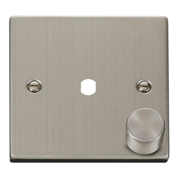 Click® Scolmore Deco® VPSS140PL 1 Gang Dimmer Plate & Knob (650W Max) - 1 Aperture Stainless Steel  Insert