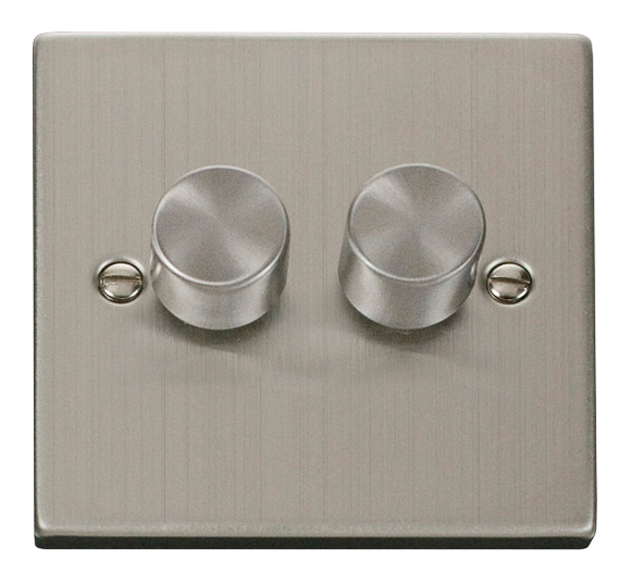 Click® Scolmore Deco® VPSS152 2 Gang 2 Way 400Va Dimmer Switch Stainless Steel  Insert