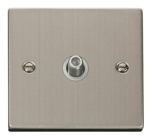 Click® Scolmore Deco® VPSS156WH Non-isolated Single Satellite Outlet Stainless Steel White Insert