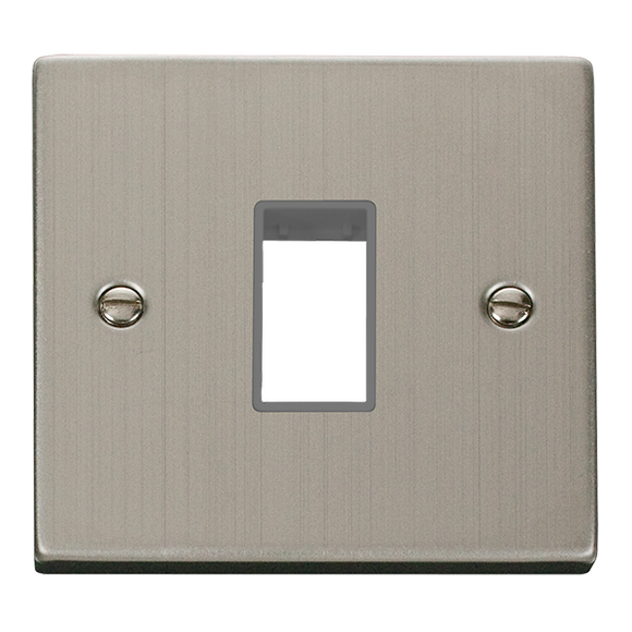 Click® Scolmore Deco® VPSS401GY 1 Gang MiniGrid® Unfurnished Plate - 1 Aperture  Stainless Steel Grey Insert