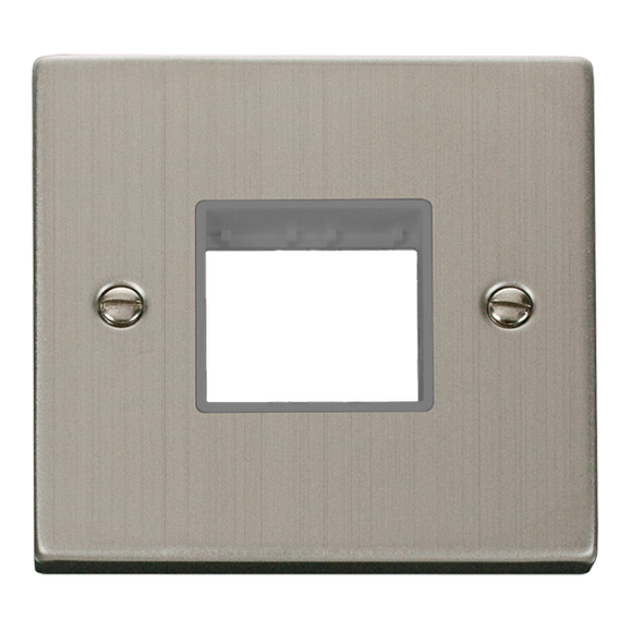 Click® Scolmore Deco® VPSS402GY 1 Gang MiniGrid® Unfurnished Plate - 2 Apertures Stainless Steel Grey Insert