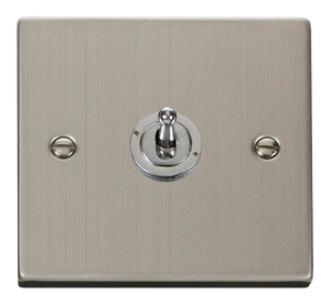 Click® Scolmore Deco® VPSS421 10AX 1 Gang 2 Way Toggle Switch Stainless Steel  Insert