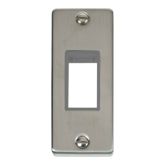 Click® Scolmore Deco® VPSS471GY 1 Gang MiniGrid® Unfurnished Architrave Plate - 1 Aperture Stainless Steel Grey Insert